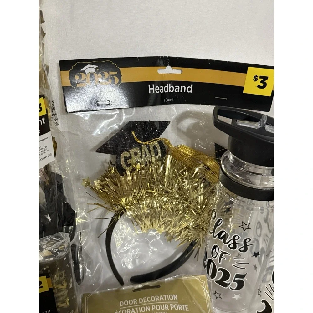 Graduation Party Supplies Lot 2025 Decor Kit Tumblers Headband Balloon Weight